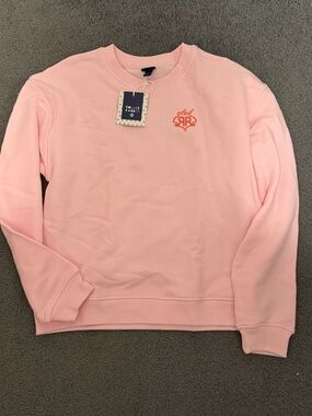 Roller Rabbit Light Pink Crewneck Sweatshirt with Coral Logo